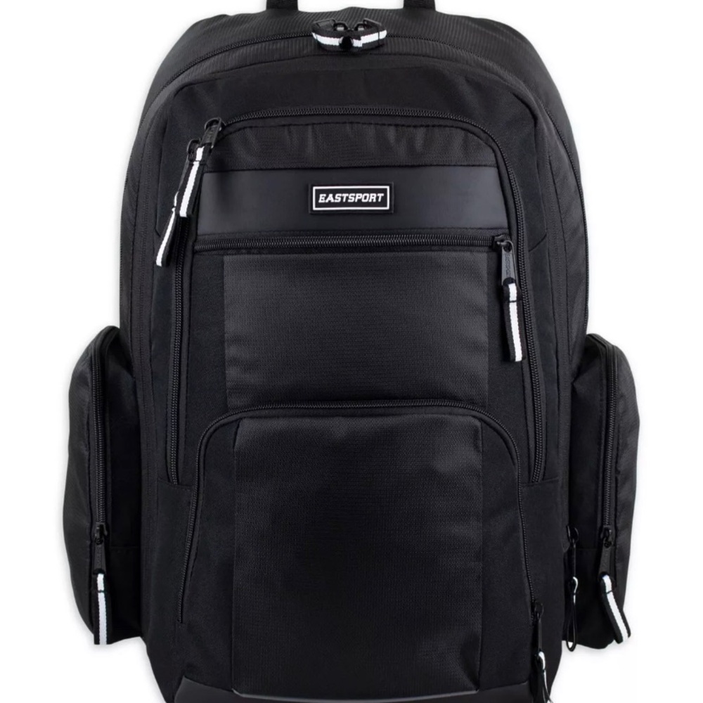 Eastsport Recycled Raptor 19" Backpack, Expandable Backpack Black Chambray New!